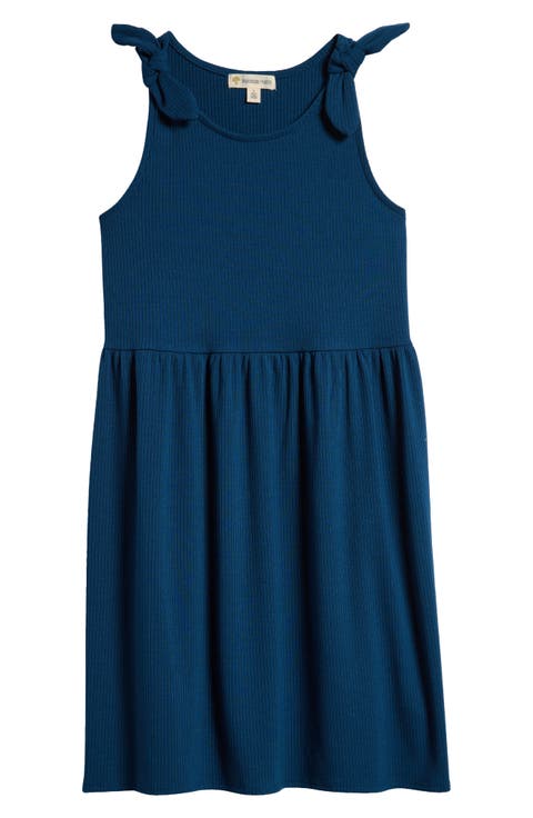 Kids' Tie Strap Sleeveless Rib Dress (Little Kid & Big Kid)