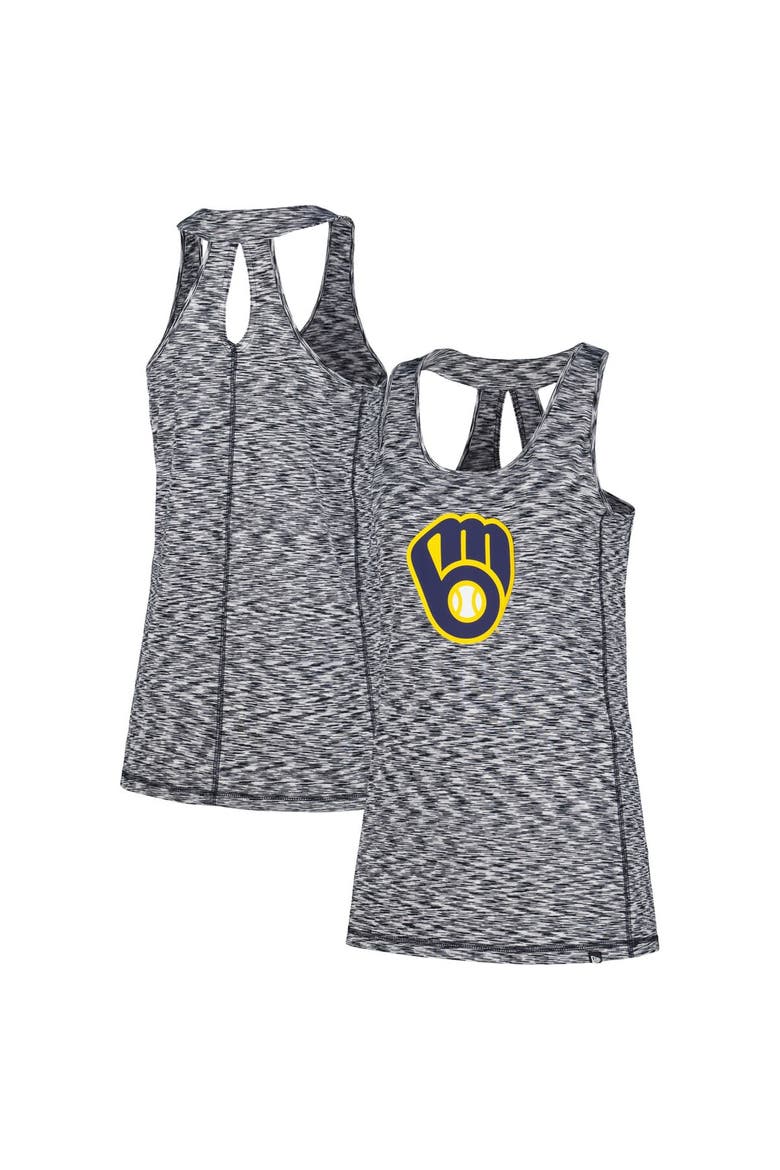 Women's New Era Navy Milwaukee Brewers Space Dye Keyhole Back Tank Top, Alternate, color, Navy