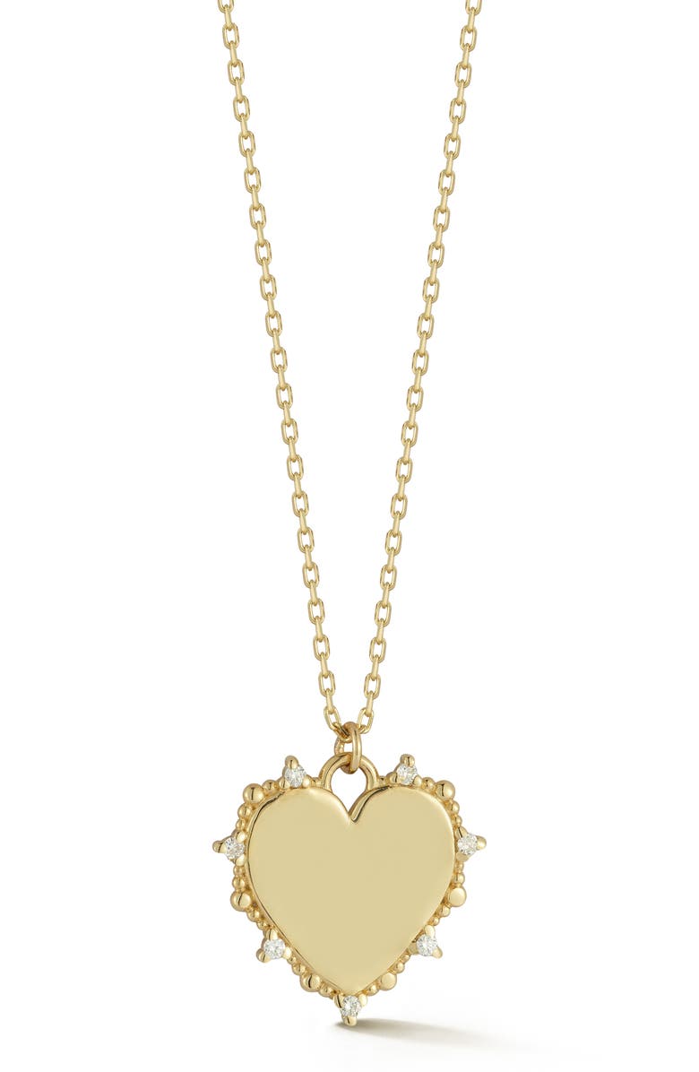 Ember Fine Jewelry 14K Gold Diamond Heart Pendant Necklace, Main, color, Gold