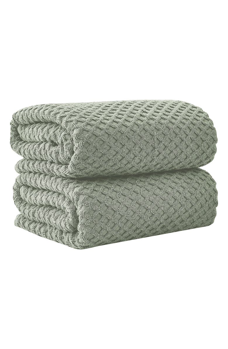 Woven & Weft Diamond 2-Pack Bath Towel Set, Main, color, Desert Sage Green