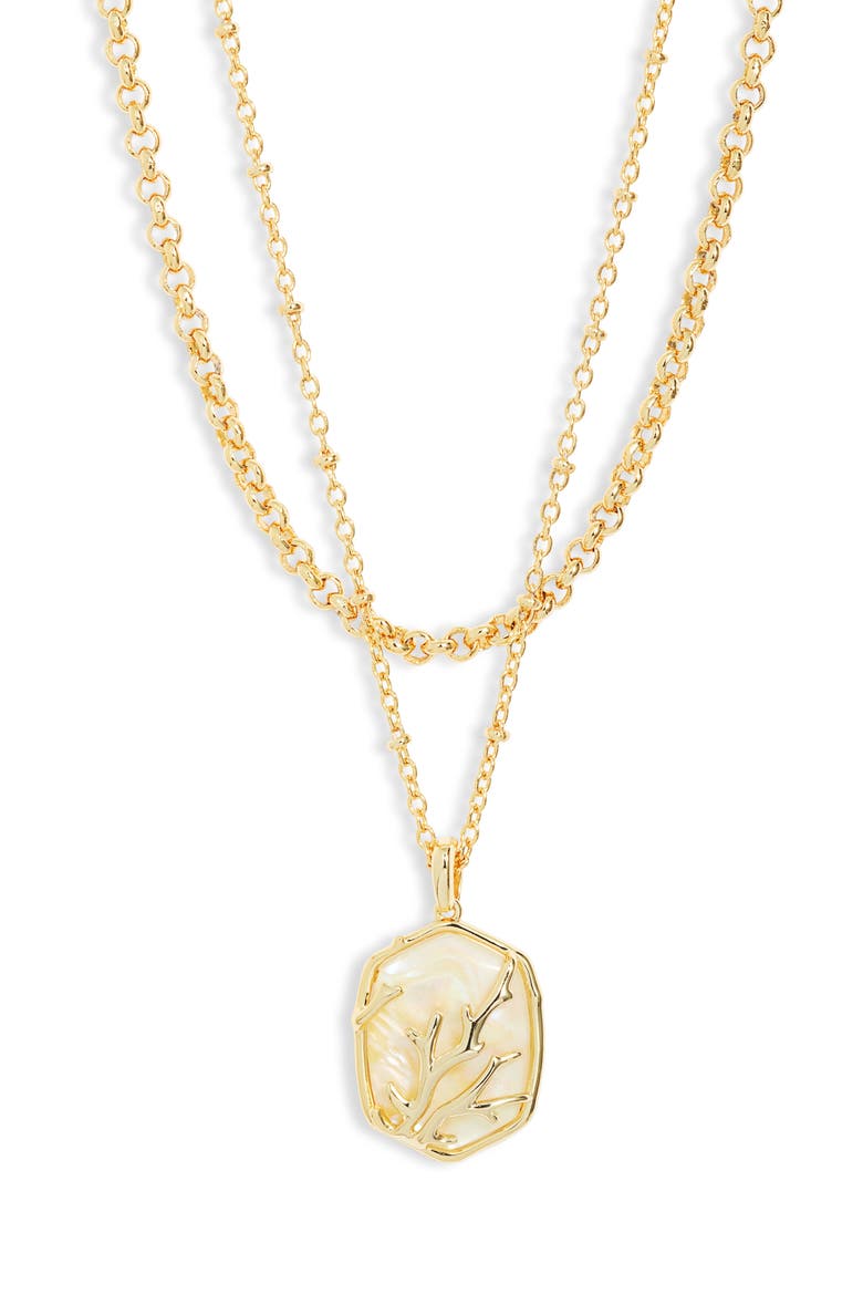 Daphne Layered Coral Pendant Necklace, Main, color, GOLD IRIDESCENT ABALONE