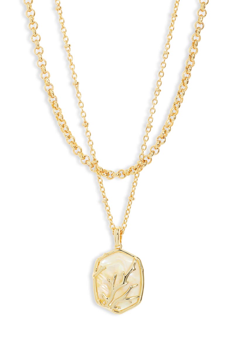 Kendra Scott Daphne Layered Coral Pendant Necklace, Main, color, 