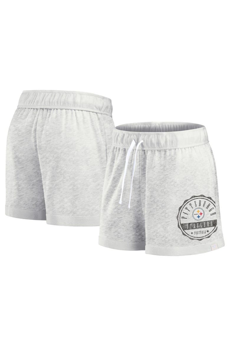 Women's Fanatics Branded Oatmeal Pittsburgh Steelers Vintage Badge Shorts, Alternate, color, Oatmeal