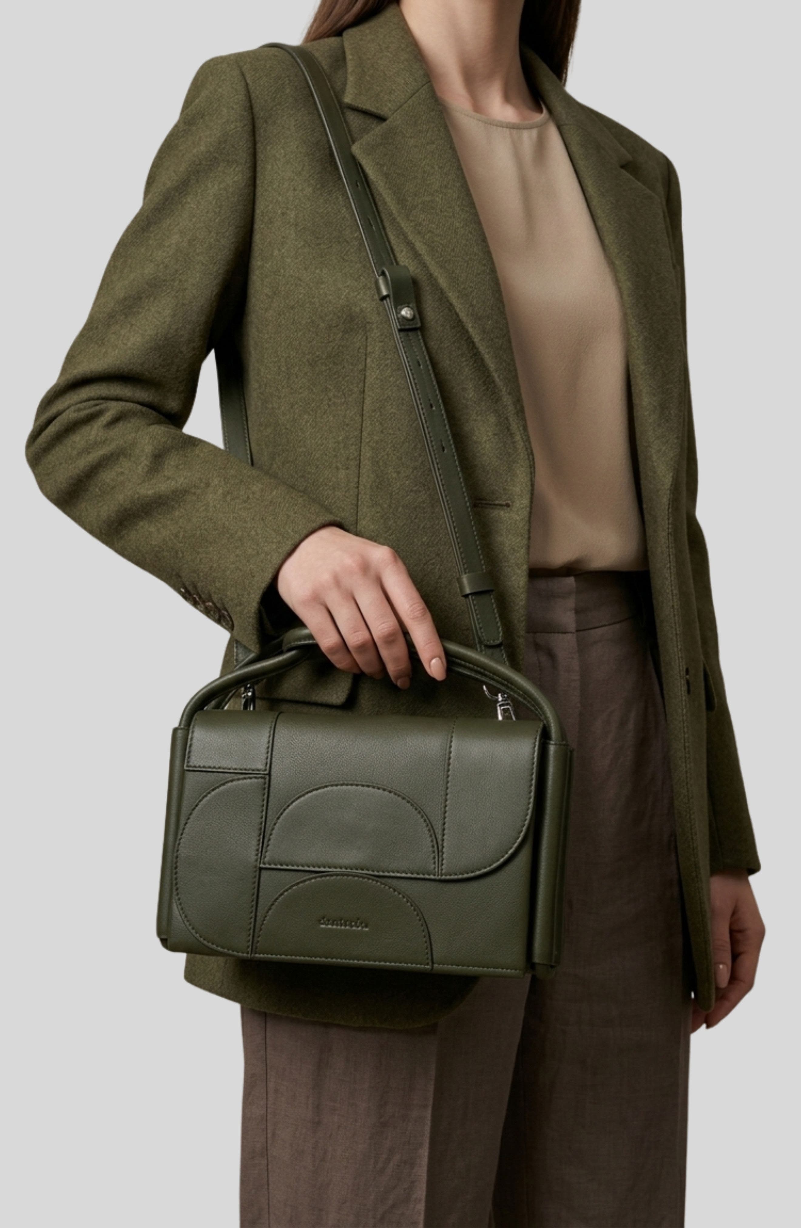 Martha Leather Crossbody Bag, Alternate, color, DARK MOSS