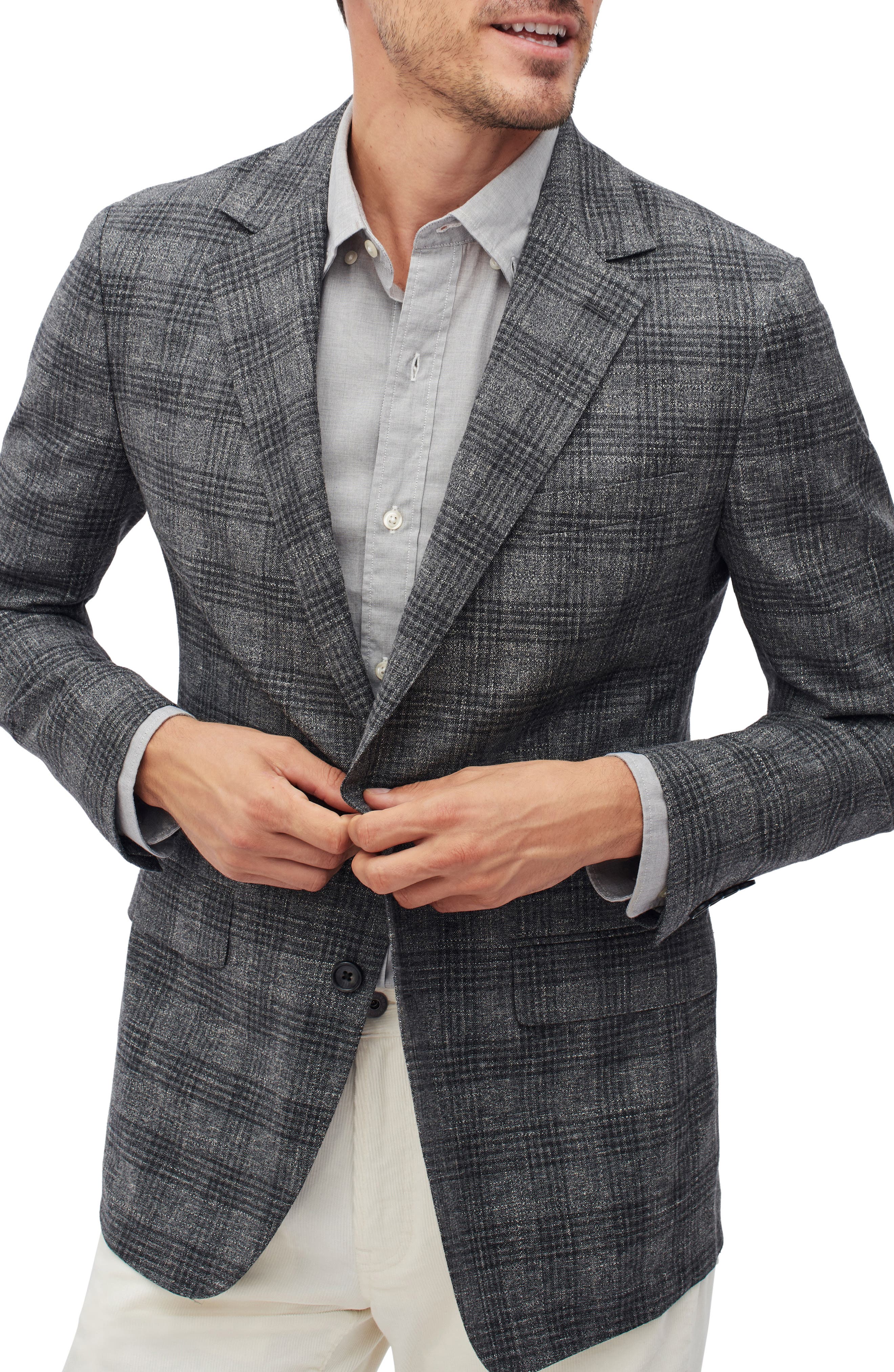 Unconstructed Slim Fit Check Blazer