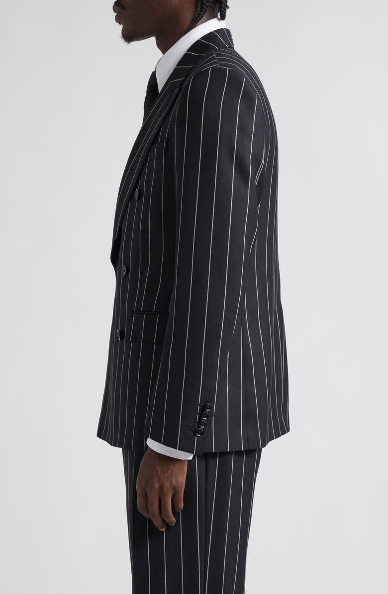 Dolce&Gabbana Sicilia Fit Pinstripe Double Breasted Wool Blazer, Alternate, color, Rigato