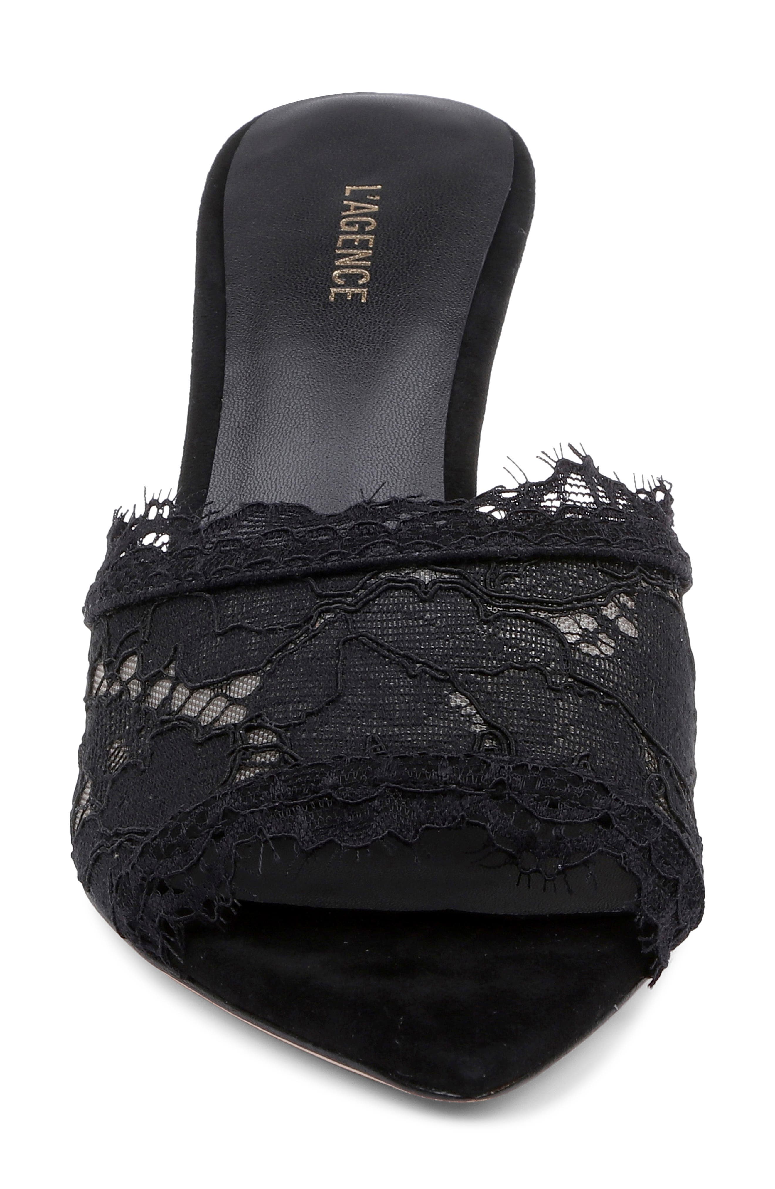 Penn Pointed Toe Lace Sandal, Alternate, color, BLACK LACE