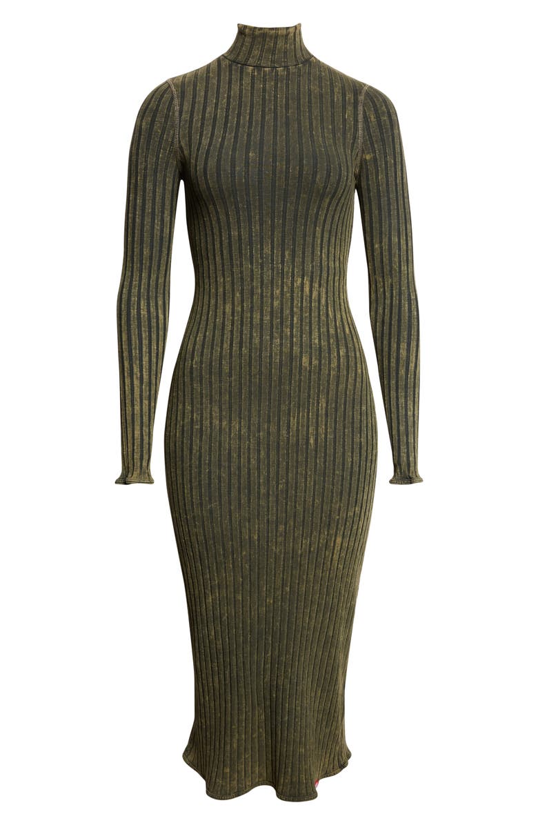 DIESEL<sup>®</sup> D-Wavya Long Sleeve Treated Wide Rib Jersey Midi Sweater Dress, Alternate, color, Bottle Green