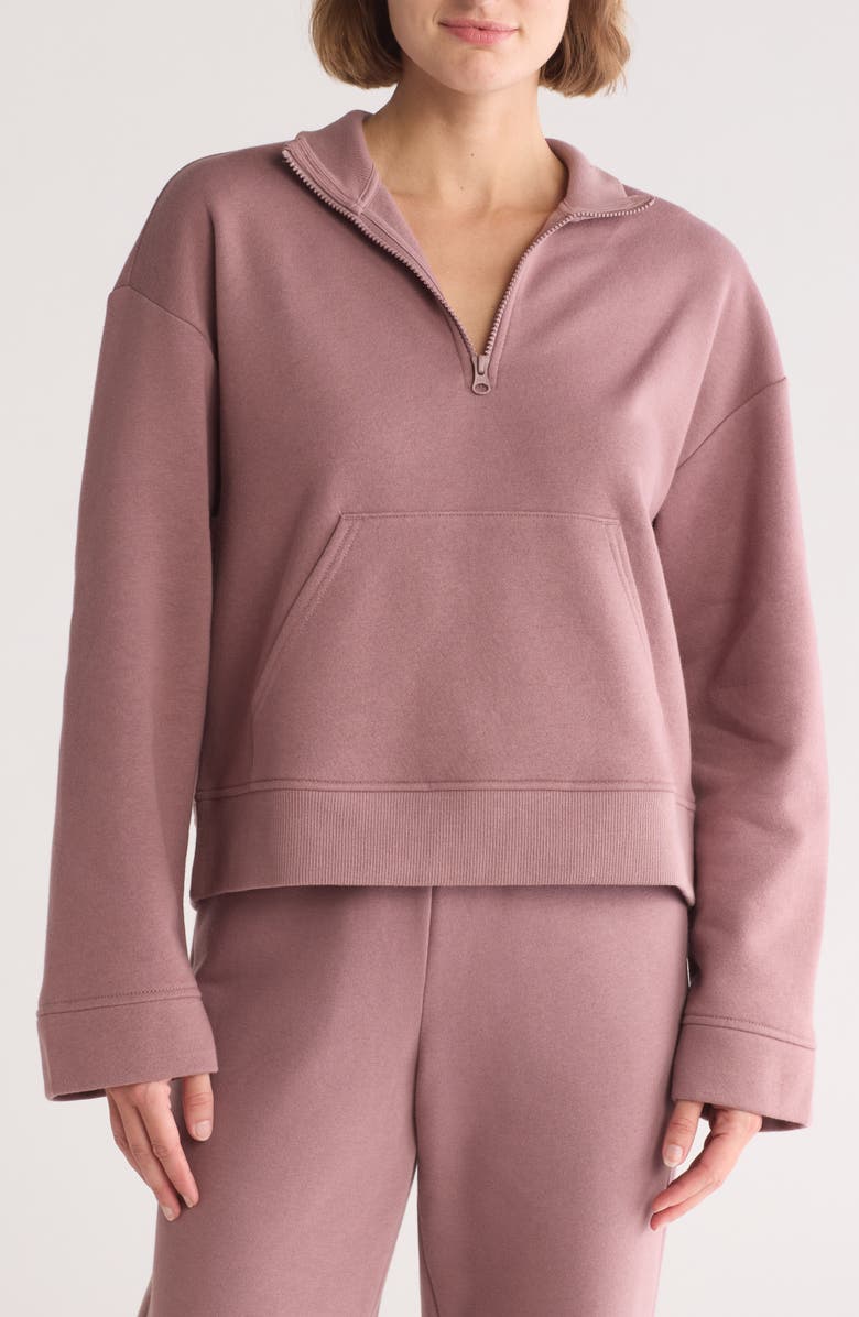 Z by Zella Feather Fleece Half-Zip Pullover, Main, color,