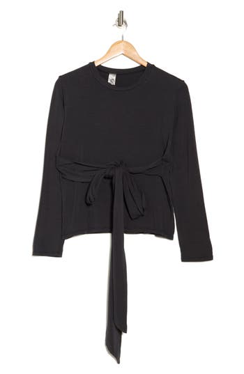 Go Couture Tie Front Long Sleeve Knit Top