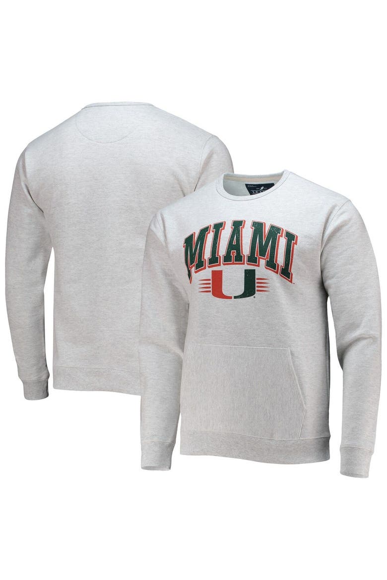 Men's League Collegiate Wear Heathered Gray Miami Hurricanes Upperclassman Pocket Pullover Sweatshirt, Main, color, Heather Gray