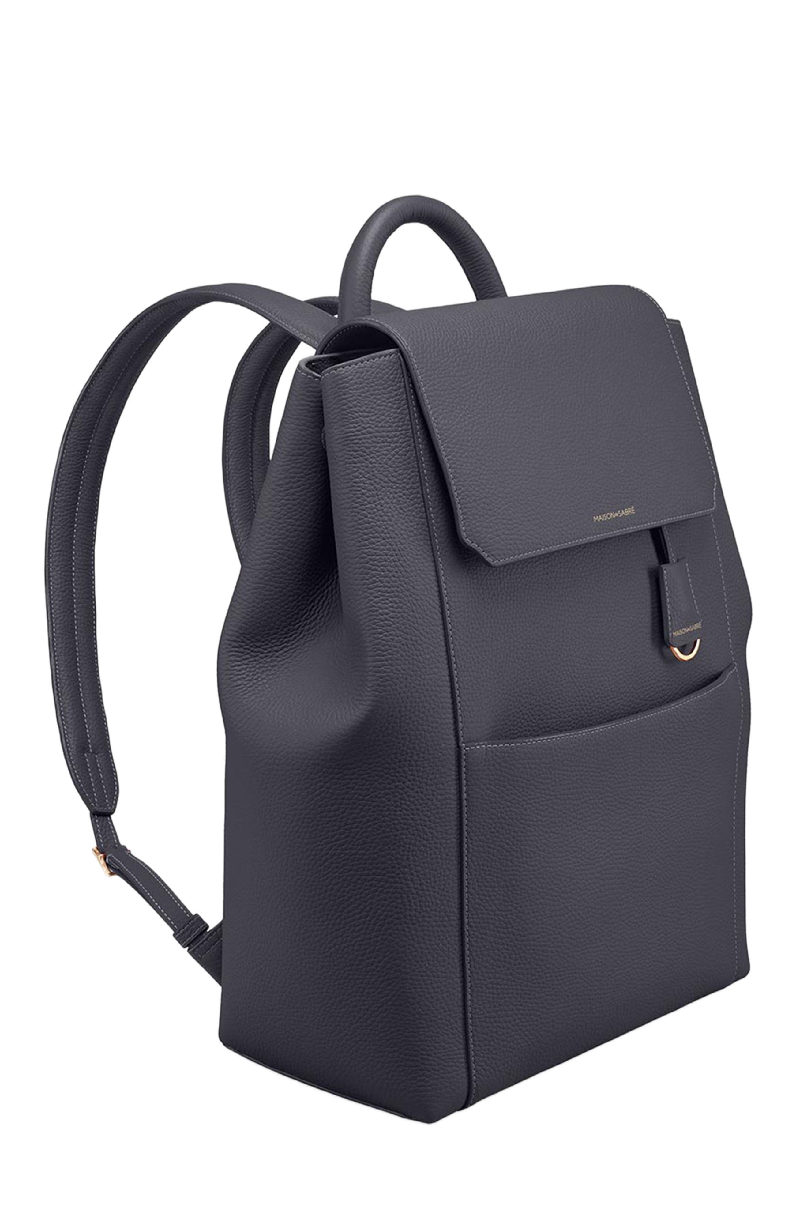 MAISON de SABRÉ Large Leather Soft Backpack, Alternate, color, Graphite Grey