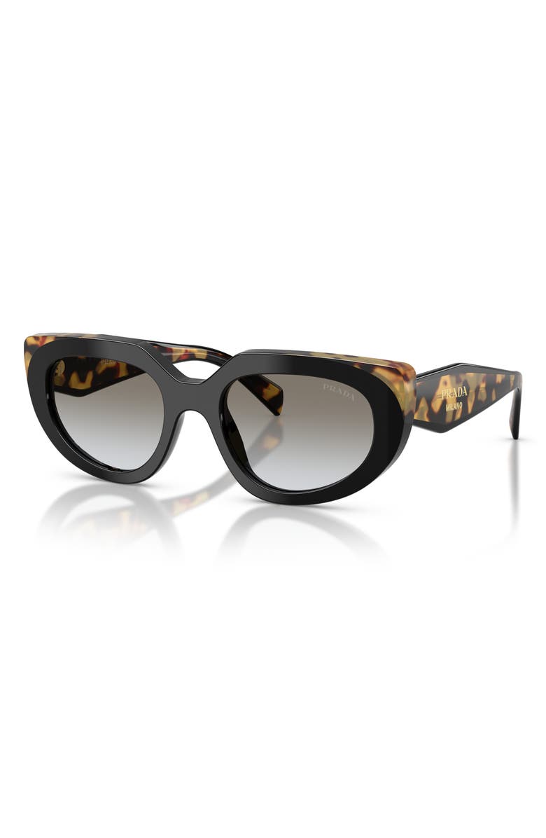 Prada 54mm Oval Sunglasses, Alternate, color, Black/Medium Tortoise / Grey