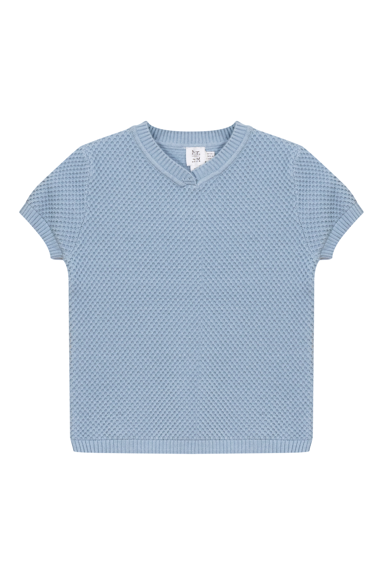 Textured Short Sleeve Knit Sweater, Main, color, Sky