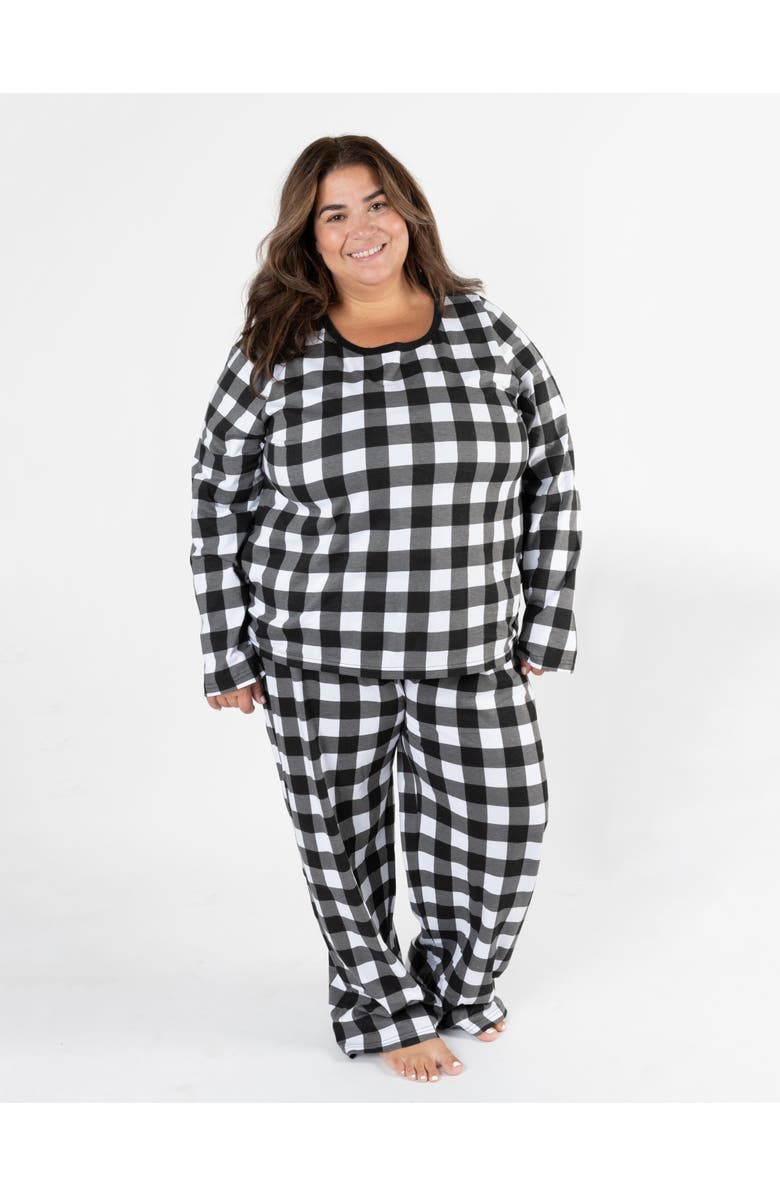 Leveret Women's Cotton Plaid Matching Family Holiday Pajamas, Alternate, color, Plaid Black & White
