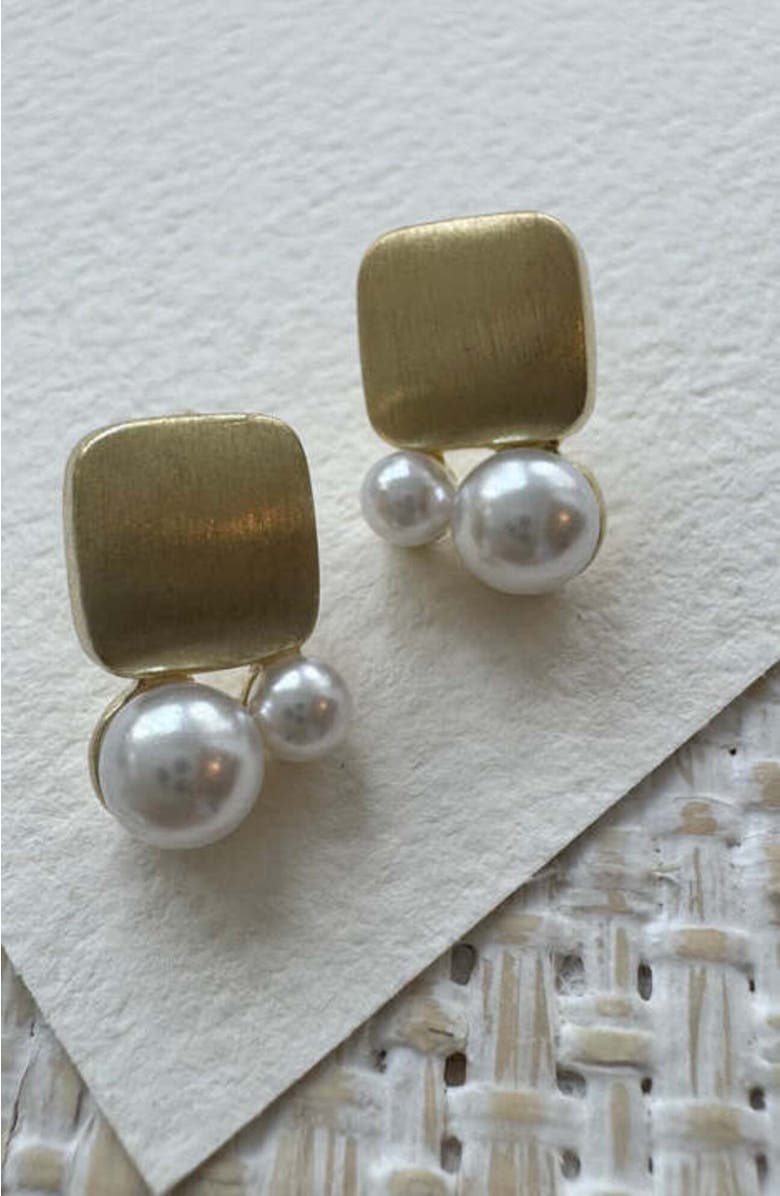 Erin McDermott Jewelry Pearl and Gold Studs, Alternate, color, 