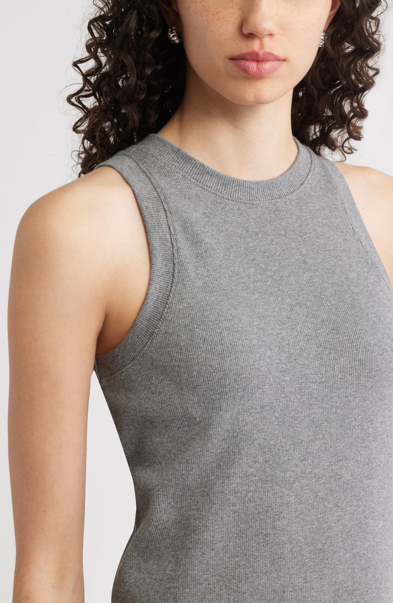 Nordstrom Stretch Cotton Ribbed Tank Dress, Alternate, color, Grey Dark Heather