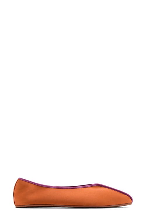 Mango Satin Ballet Flats With Contrast Piping Burnt Orange In Orange