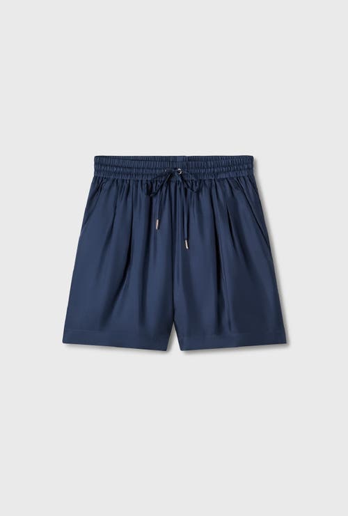Silk Laundry Twill Slouch Shorts Midnight In Midnight