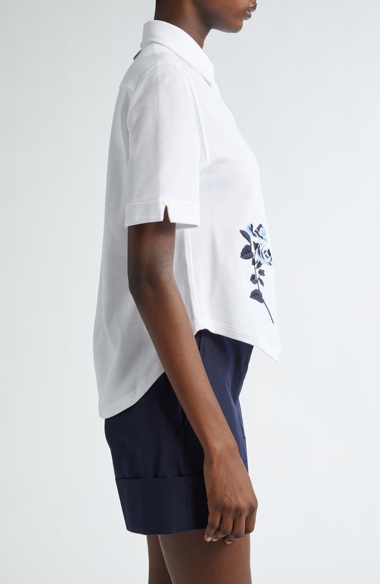 Thom Browne Embroidered Short Sleeve Cotton Button-Up Shirt, Alternate, color,
