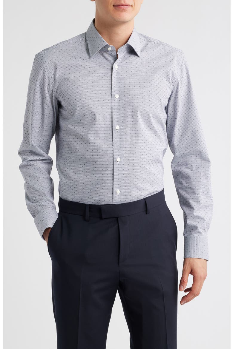 Hank Kent Slim Fit Performance Stretch Cotton Dress Shirt, Main, color, DARK BLUE