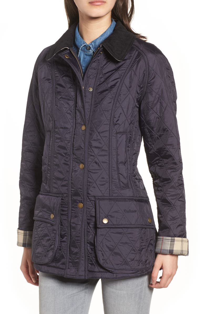 Barbour Beadnell Quilted Jacket, Alternate, color, Navy/Navy