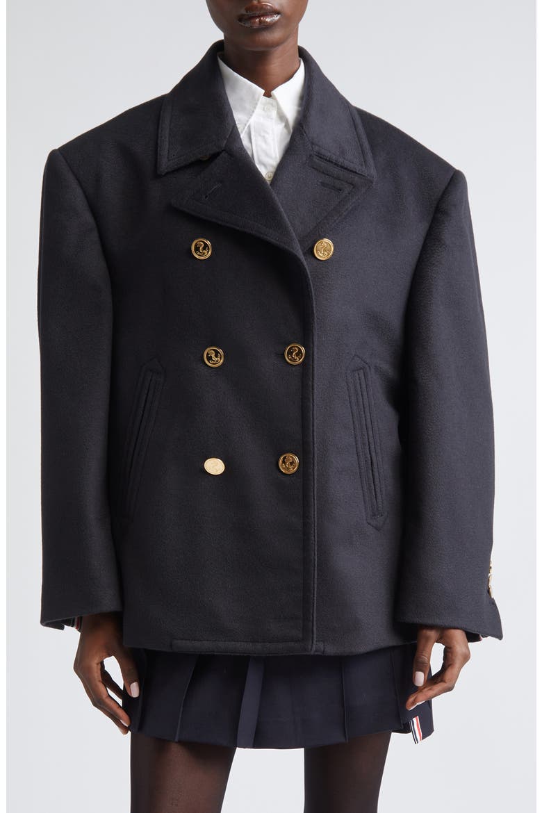 Oversize Cashmere Peacoat, Main, color, NAVY