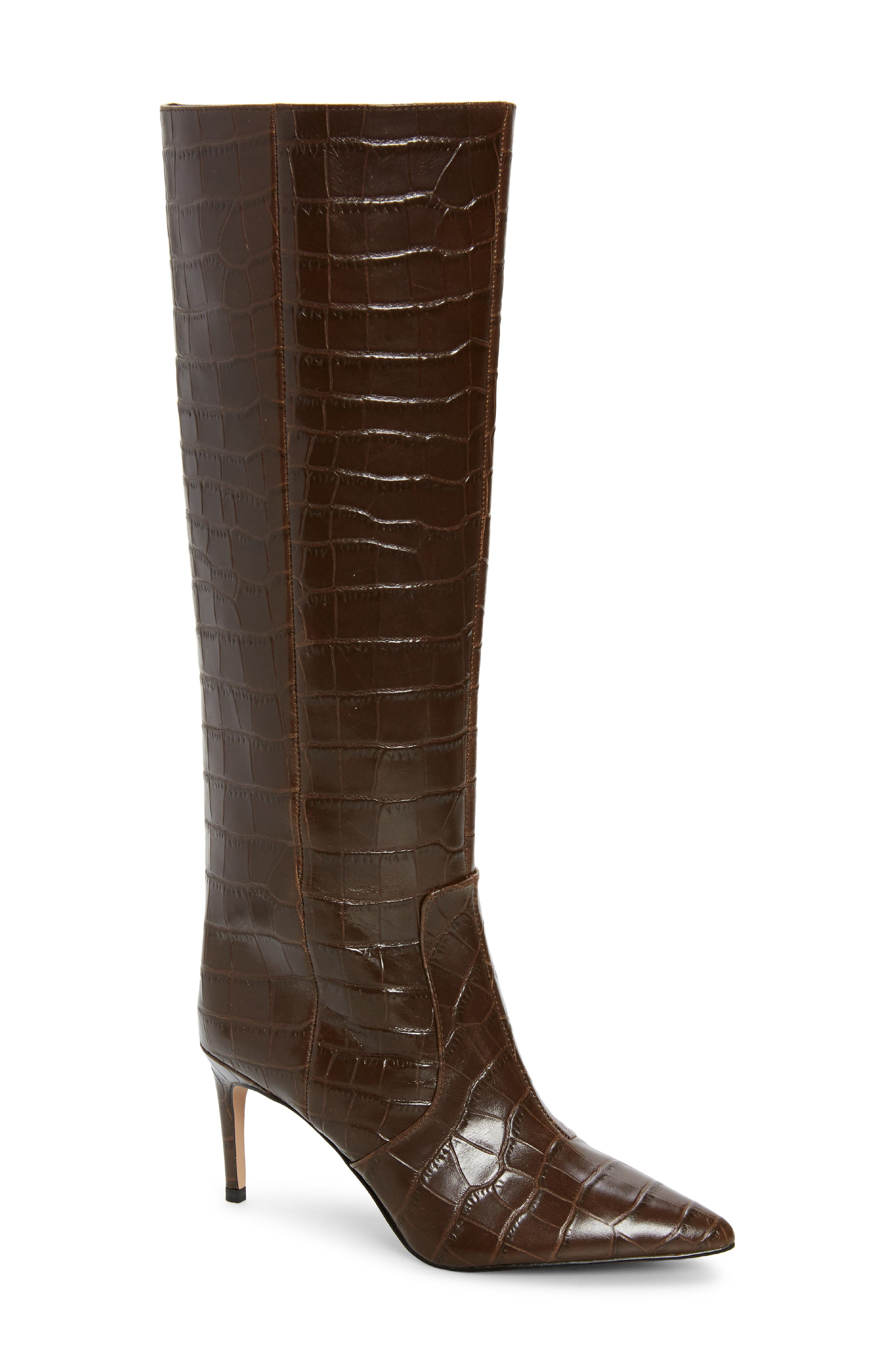 Bickley Quilted Tall Boot, Main, color, BROWN CROC