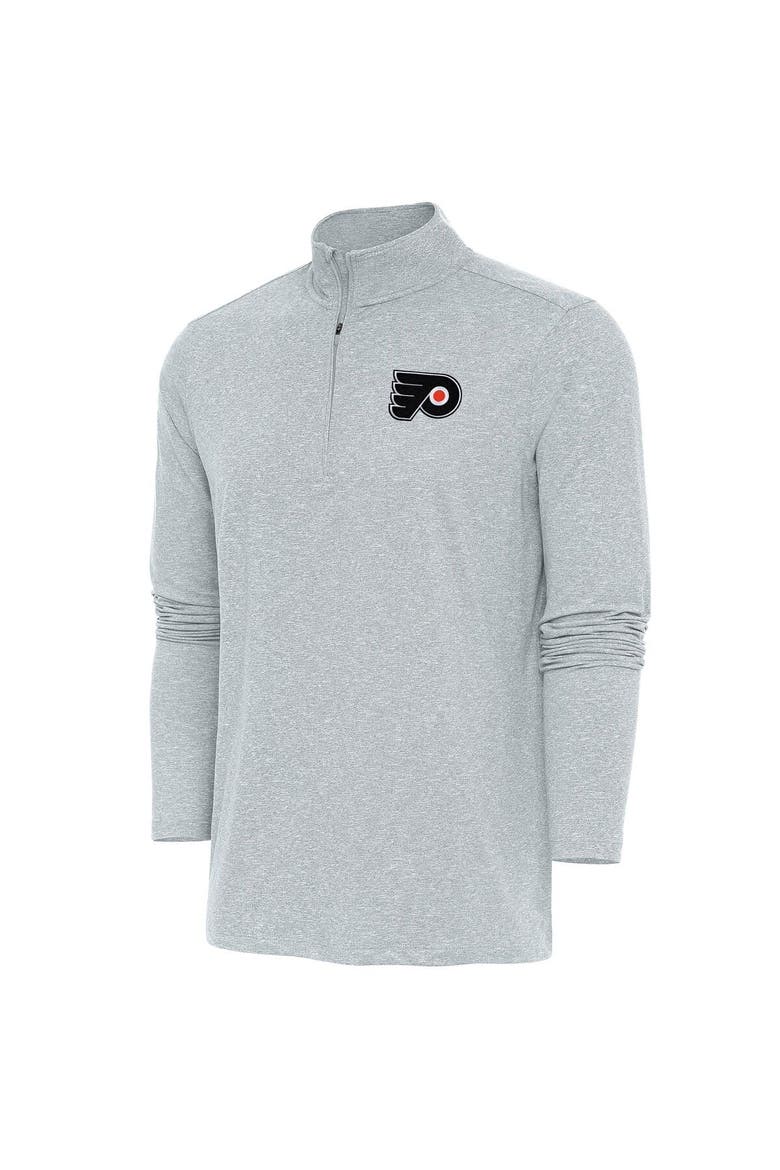 Men's Antigua  Heather Gray Philadelphia Flyers Hunk Quarter-Zip Pullover Top, Main, color, Heather Gray