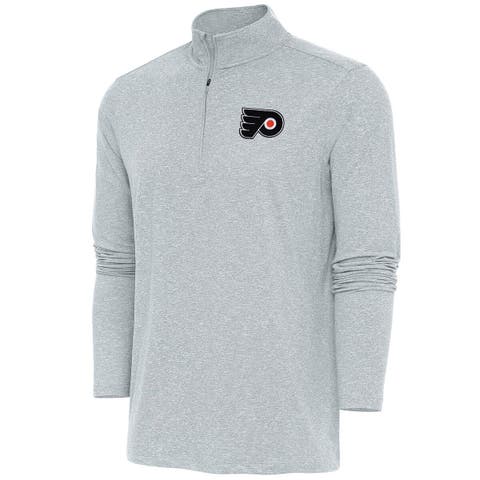 Men's Antigua  Heather Gray Philadelphia Flyers Hunk Quarter-Zip Pullover Top