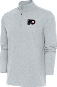 ANTIGUA Men's Antigua  Heather Gray Philadelphia Flyers Hunk Quarter-Zip Pullover Top