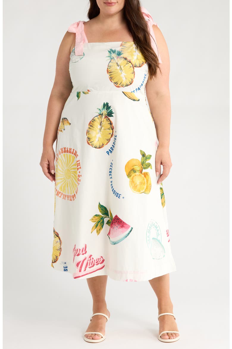 Zahra Island Print Sundress, Main, color, IVORY/ MULTI