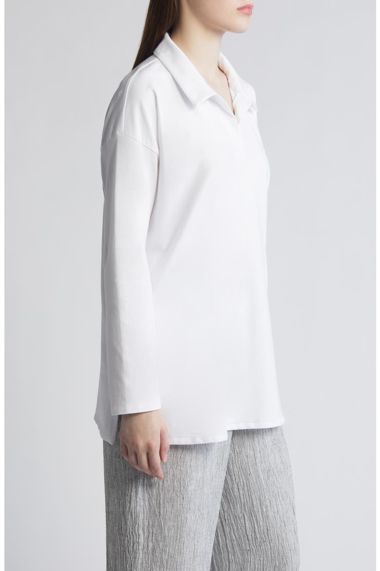 Boxy Stretch Pima Cotton Jersey Tunic Top, Alternate, color, WHITE
