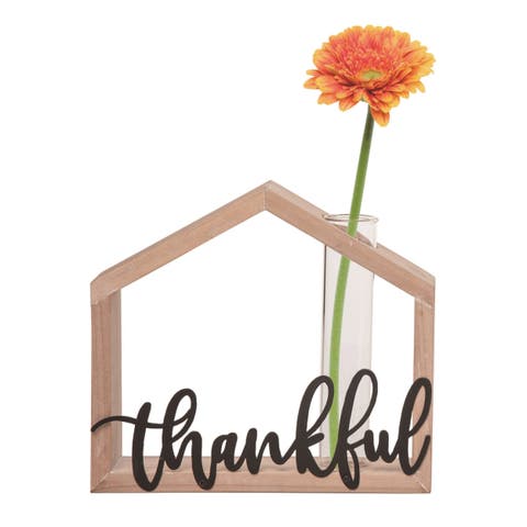 7.5 Inch Multicolor Spring House Bud Vase Decorative Wood Accent for Home Decor