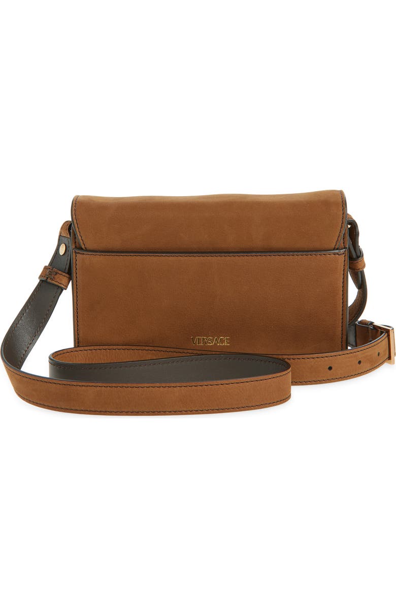 Versace Medusa Leather Crossbody Bag, Alternate, color, Light Brown-Versace Gold