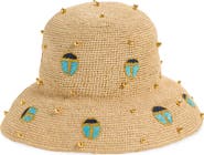 Lele Sadoughi Scarab Embellished Raffia Hat
