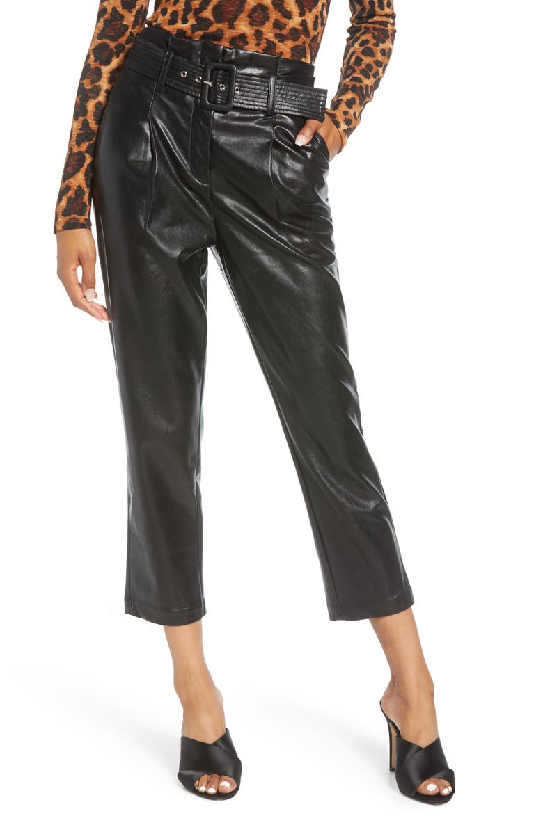 J.O.A. Faux Leather Crop Pants, Main, color, 