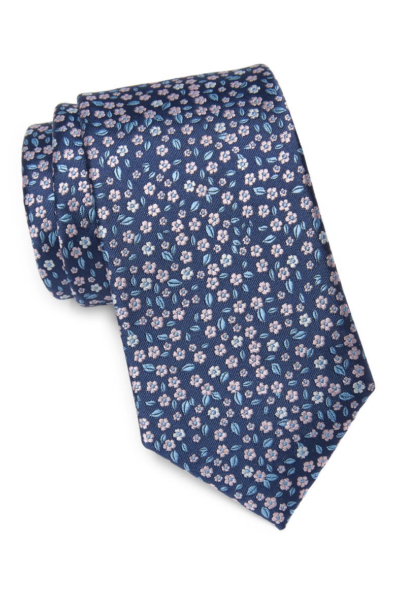 Botanical Tie, Main, color, NAVY/ PINK