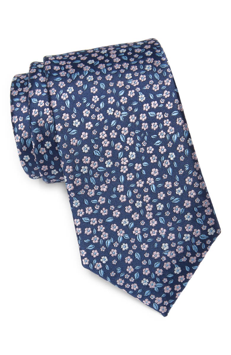 Tommy Hilfiger Botanical Tie, Main, color, Navy/ Pink
