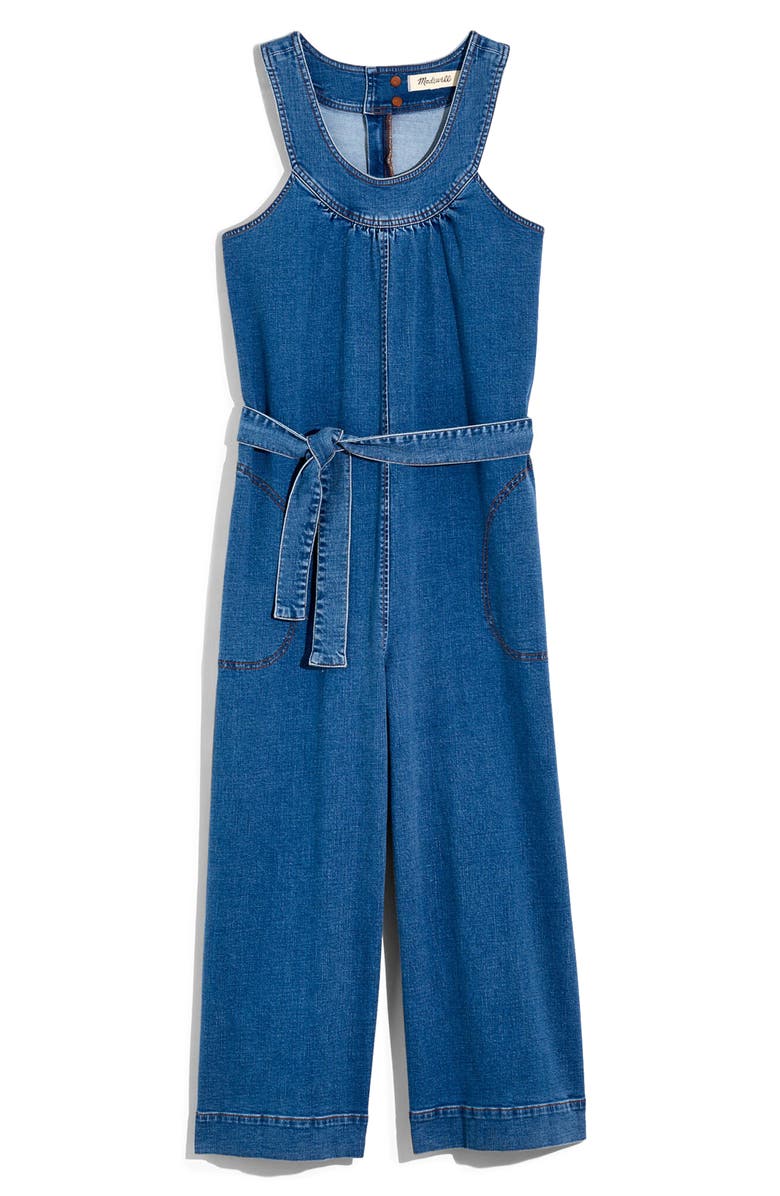 Madewell Halter Wide Leg Denim Jumpsuit, Alternate, color,