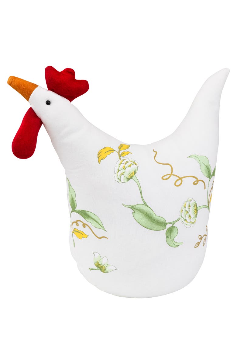Northlight 12" White, Soft Green, and Yellow Floral Rooster Chicken Spring Decoration, Main, color, White