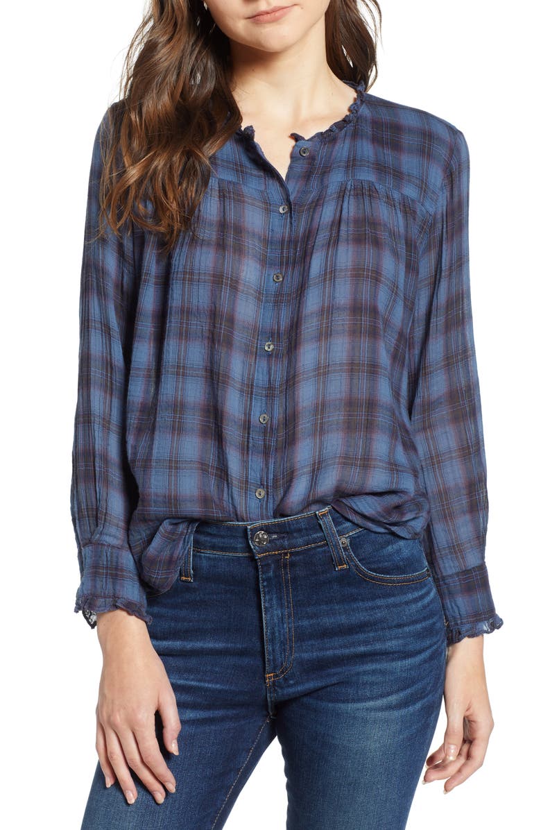 Velvet by Graham & Spencer Plaid Blouse, Main, color, 