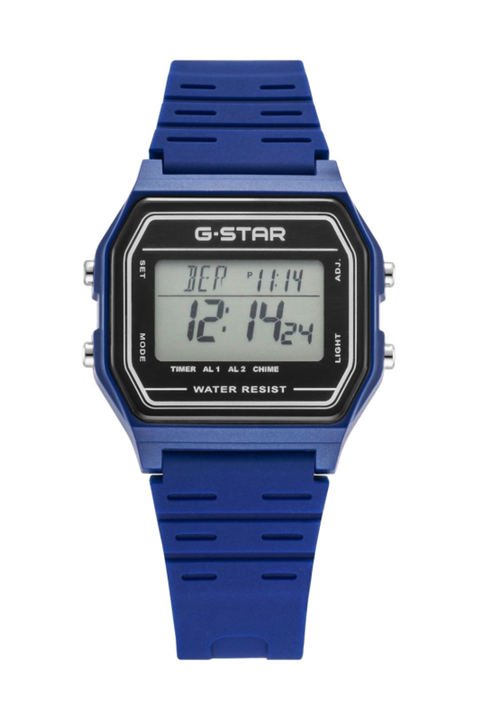 Gridline Digital Watch - 42mm, Gray Case, Dark Blue Silicone Strap