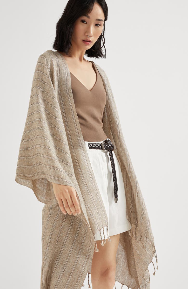 Brunello Cucinelli Linen Sparkling poncho, Alternate, color, 