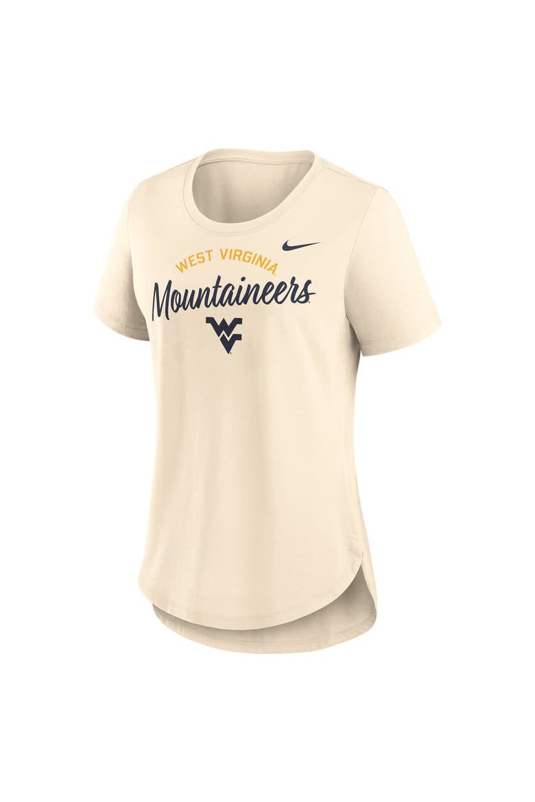 Women's Nike  Cream West Virginia Mountaineers Script Logo Tri-Blend T-Shirt, Alternate, color, Cream