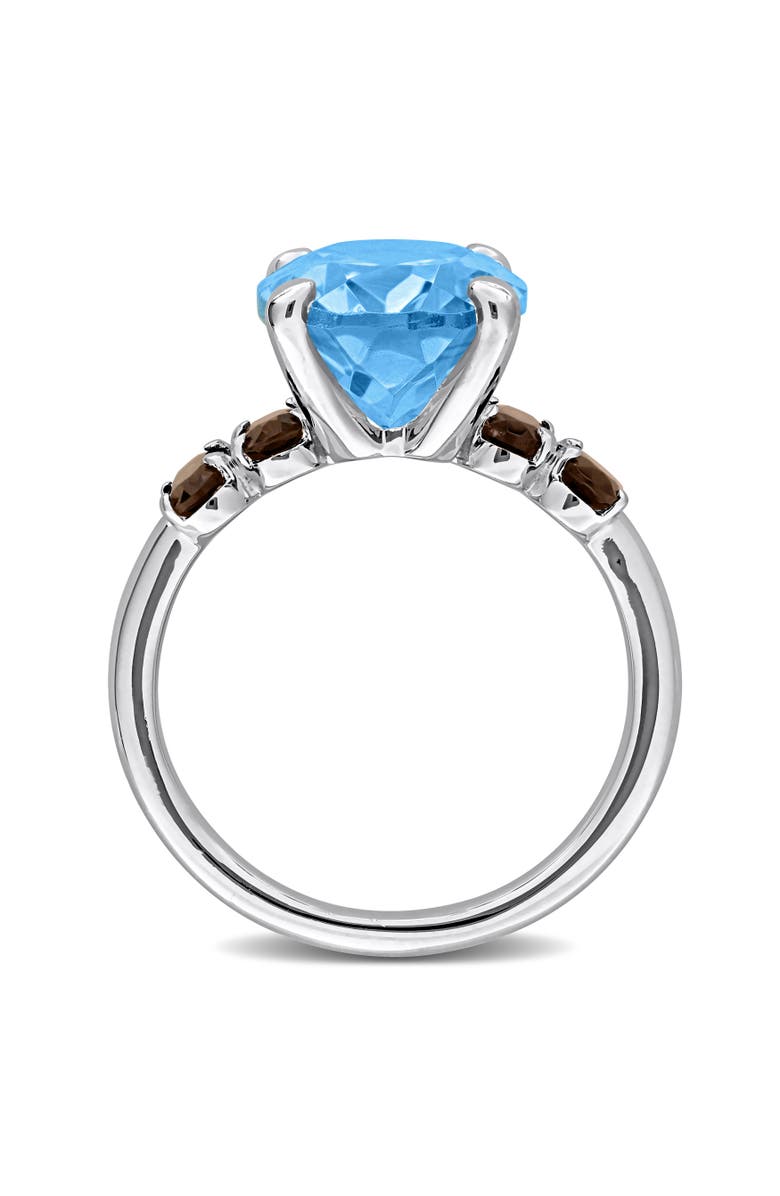 Julianna B. Gemstone Oval 5-Stone Ring Sterling Silver, Alternate, color, Blue Topaz/Smokey Quartz