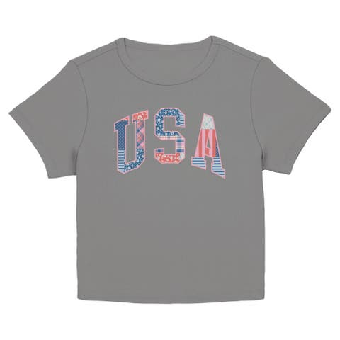 Junior's USA Patchwork Fill Short Sleeve Baby T-Shirt