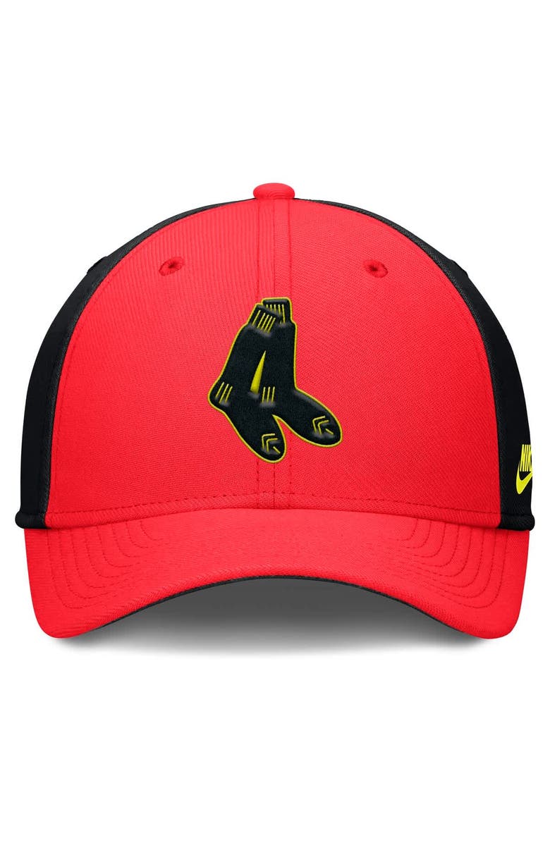 Nike Men's Nike Crimson/Black Boston Red Sox Neon 90s Rise SwooshFlex Hat, Alternate, color, Crimson