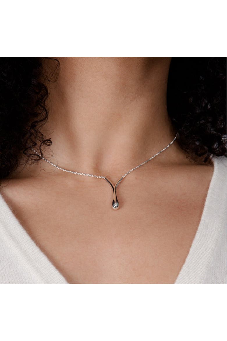V Drop Pendant, Alternate, color, Sterling Silver