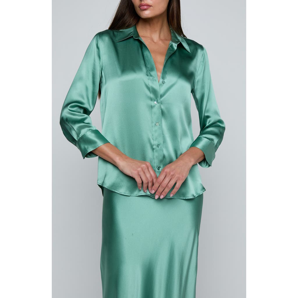 L'agence Dani Silk Charmeuse Blouse In Green